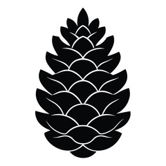 pine cone simple vector icon on black color and white background