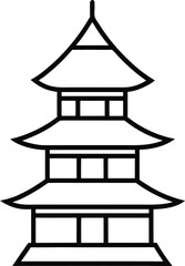 Black and white flat style icon of a multi-tiered Japanese pagoda symbol