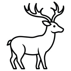 Obraz premium reindeer profile simple vector icon on black color and white background