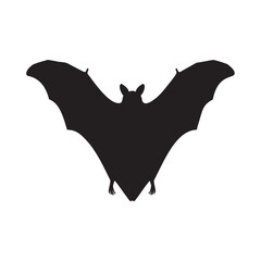 Spooky bat silhouette soaring through the night sky, perfect for Halloween designs, eerie themes, and captivating horror concepts, originally vector graphic