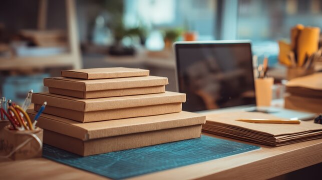 Modern office workspace with organized books, study materials, stationery, and furniture for professional environment and efficient productivity