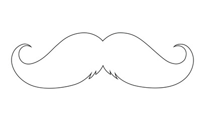 A mustache isolated on white background, black and white