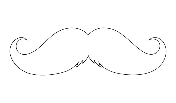 A mustache isolated on white background, black and white