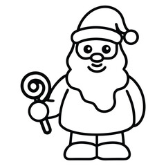 santa candy simple vector icon on black color and white background