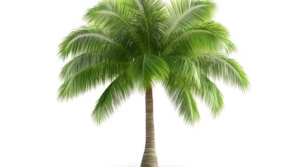Obraz premium Isolated lush green palm tree on white background a tropical paradise vibe