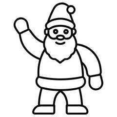 Obraz premium santa waving simple vector icon on black color and white background