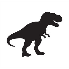  Black silhouette of Tyrannosaurus rex dinosaur in roaring pose
