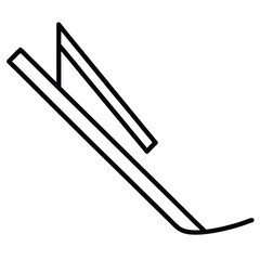 ski simple vector icon on black color and white background