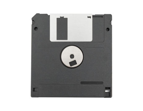 Floppy disk. Classic 3.5-inch floppy disk with transparent background.