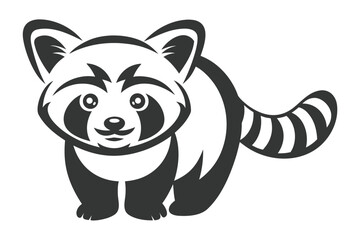 Simple Cartoon Raccoon With A Striped Tail On White Background