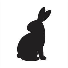 Silhouette of rabbit, Illustration of black rabbit line art, Transparency