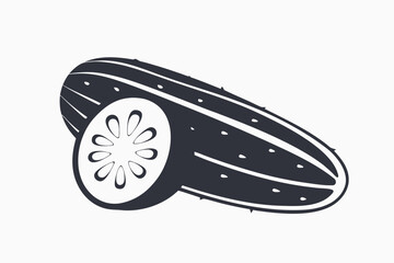 Single Fresh Pickle with a Slice Art Isolated on a White Background