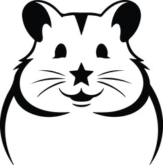 Illustrator Vector Funny hamster face with star nose silhouette