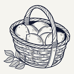 Fototapeta premium Handdrawn illustration of a basket full of lemons