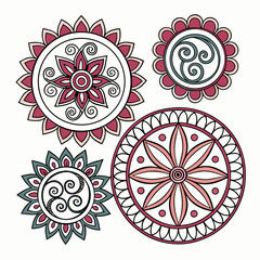 Collection of four floral designs, with intricate patterns