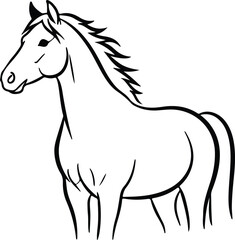 Illustrator Vector Horse simple outline drawing animal silhouette