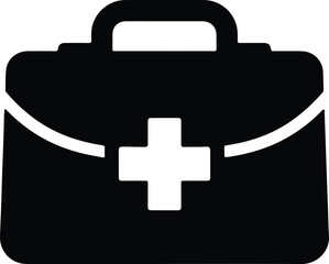 Illustrator Vector Medical briefcase with white cross symbol silhouette
