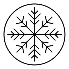 Fototapeta premium snowflake round simple vector icon on black color and white background