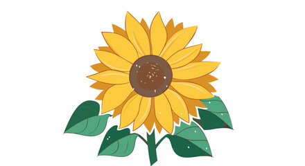 Vibrant sunflower illustration with textured petals and leaves, perfect for spring designs

