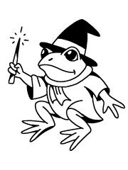 Frog wizard casting a magic spell tattoo flash design