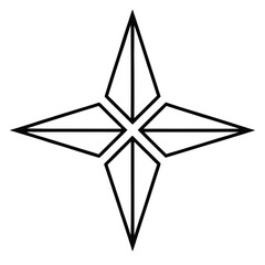 snowy star simple vector icon on black color and white background