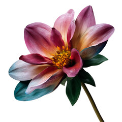 Fototapeta premium PNG of A stunning flower showcasing vibrant hues of pink, purple, and teal, set against a clean, dark background.