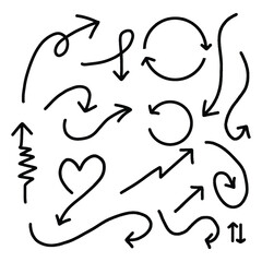 hand drawn arrows doodle set