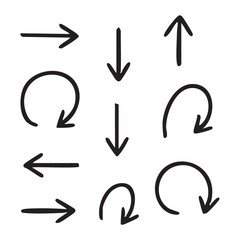 Hand Drawn Arrow Collection Various Styles and Directions Expressing Movement and Guidance in a Simple Yet Effective Manner