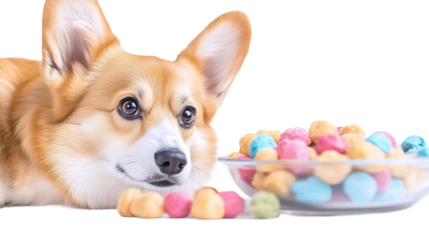 Corgi Bertie Next To Treat Bowl