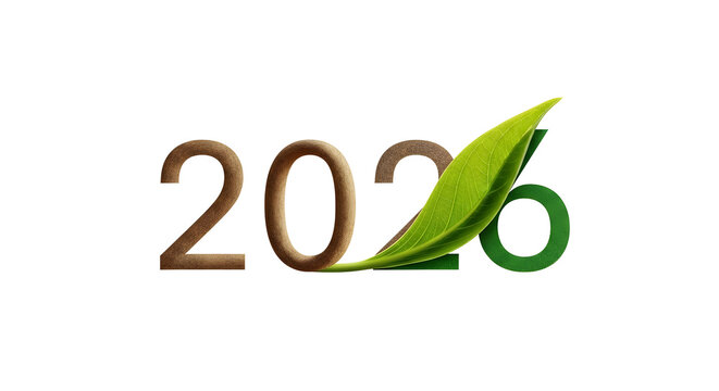Eco Friendly 2026 Green Year Concept with Leaf Design and Sustainable Future Theme