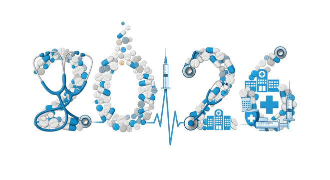 Healthcare and Medical Innovations 2026 Concept with Pills Stethoscope and Syringe Design