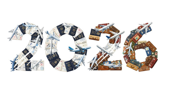 Travel and Adventure Concept 2026 with Airplanes Passports