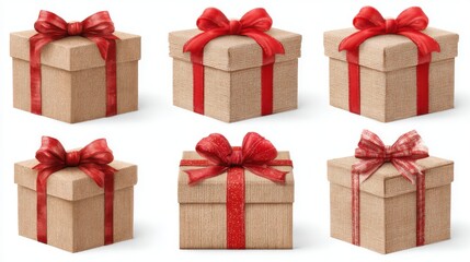 Obraz premium six gift boxes with red bows