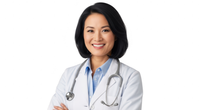 The Confident Healthcare Professional: A radiant, skilled healthcare professional exudes assurance, wearing a stethoscope with genuine warmth. Capturing the embodiment of compassion and expertise.