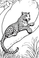 leopard resting on a tree branch in the tiger