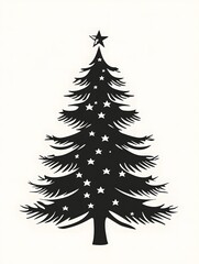 Obraz premium Silhouette of a Christmas tree illustration png transparent background