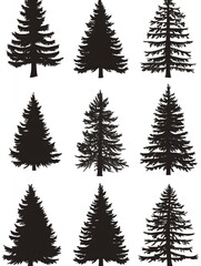 Obraz premium Silhouette of a Christmas tree illustration png transparent background