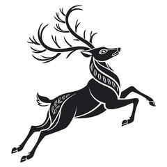 Majestic deer silhouette leaping gracefully