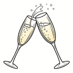 Two champagne glasses toasting, celebration concept