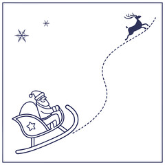Santa claus in a sleigh with a reindeer