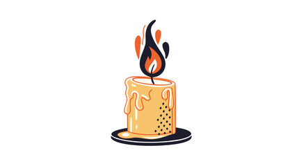 Burning candle with vibrant flame and dripping wax, perfect for cozy, warm, and relaxing vibes


