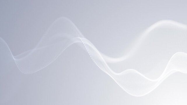 Particles blue wave Cyber technology background loop. Mesh glowing dots digital luxurious wave particles flows background, Motion of digital data flow. Seamless loop.  wave gray and white background - Powered by Adobe