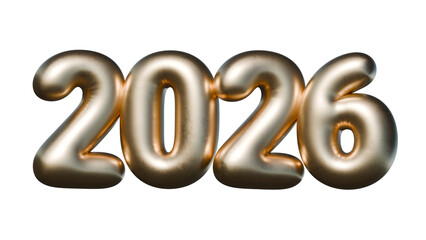 New Year holidays event background, gold balloon 2026 numbers, 3d render