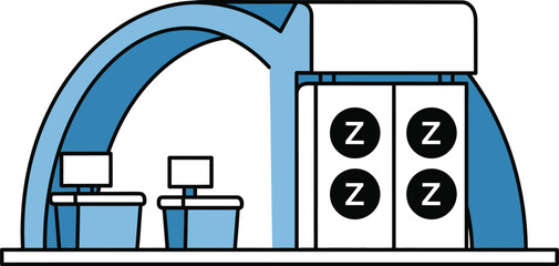 Trade show booth design exhibition stand layout vector illustration