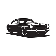 Classic Vintage Car Silhouette Vector Retro Coupe Automobile Illustration