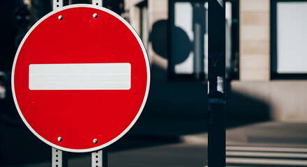 No Entry Road Sign: A Red and White Circular Symbol on a Street