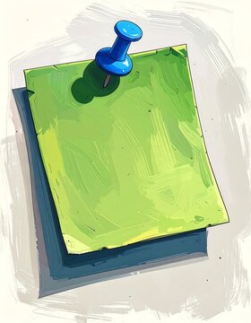Illustration of a bright green sticky note pinned to a light surface
