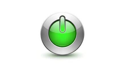 Power button icon, technology start symbol, green energy concept, modern design, digital illustration