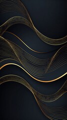 Abstract gold waves on dark background