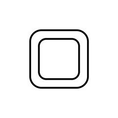 Simple outline icon of a double concentric square with rounded corners, symbolizing a frame, border, abstract geometric shape, and a minimalist design element for technology interfaces.